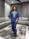 Indigo Bloom Denim Cord Set