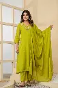 Lime Green Embroidered Mull Cotton Suit Set