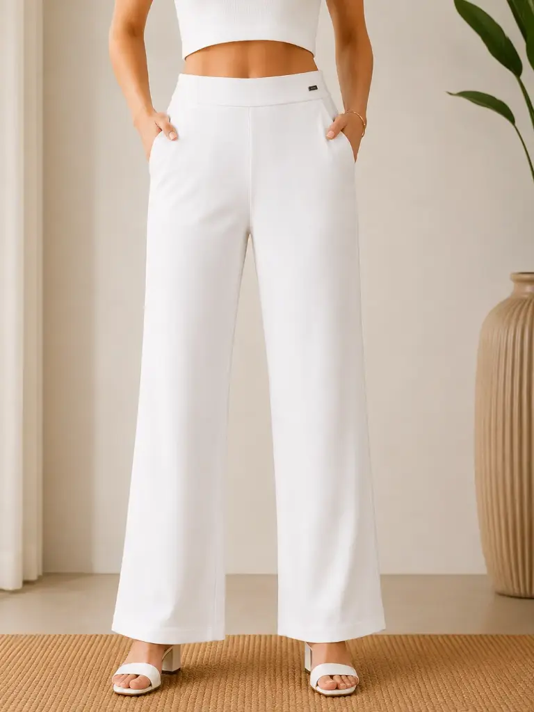Ivory Ease Tensil Palazzo Pants