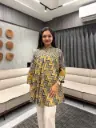 Mustard Chevron Printed Viscose Muslin Tunic