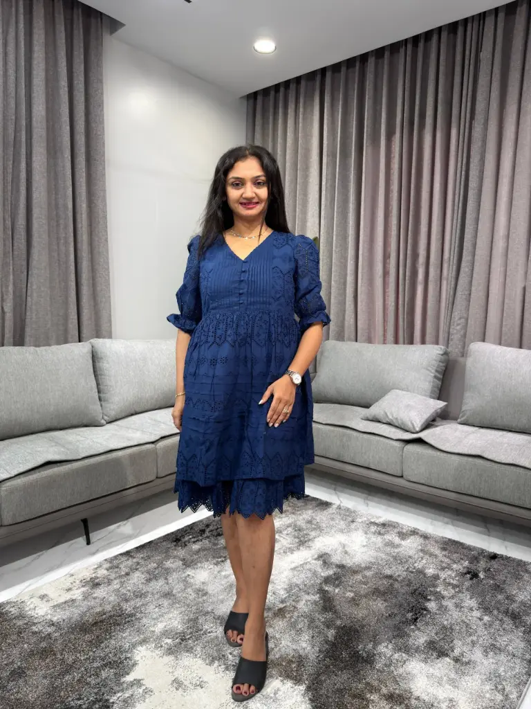 Elegant Eyelet Midi Dress