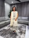 Ivory Geometric Layered Cotton Dress Set