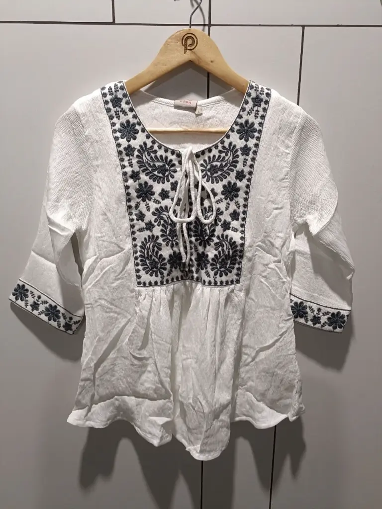 Ivory Bloom Embroidered Top