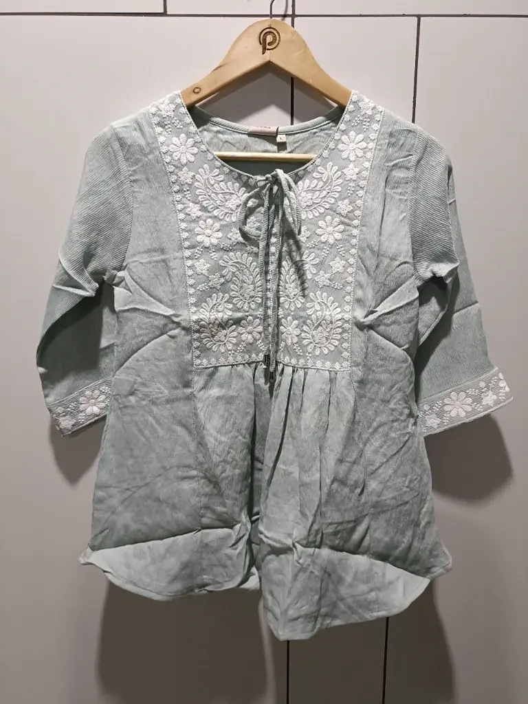 Mint Grace Embroidered Top
