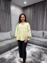 Ivory Grace Schiffli Peplum Top