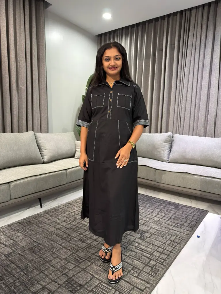 Midnight Stitch Cotton Dress