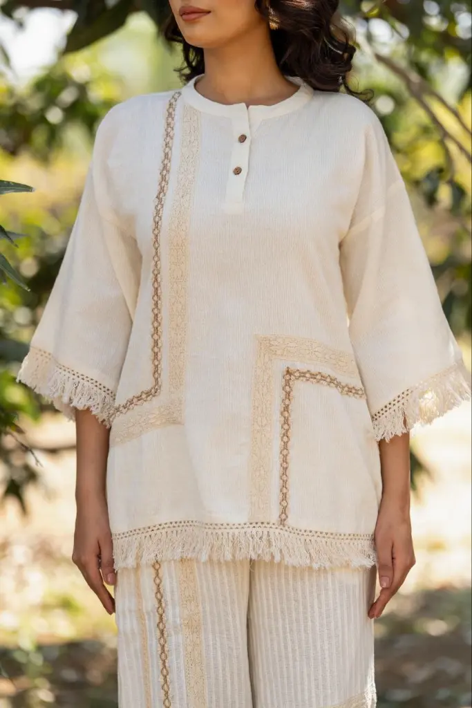 Ivory Fringe Mull Co-Ord Set