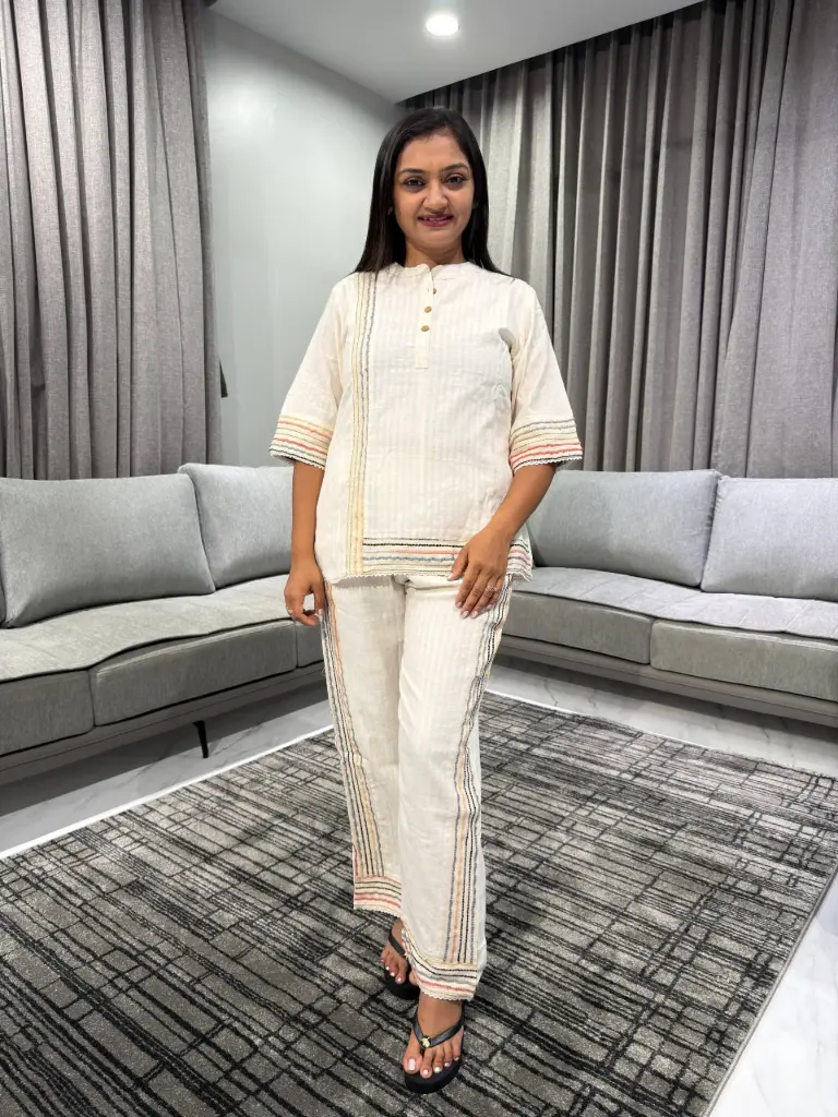 Ivory Stripe Jacquard Co-ord Set
