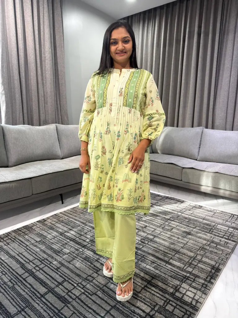 Noor Green Shaded Mull Cotton Coord Set