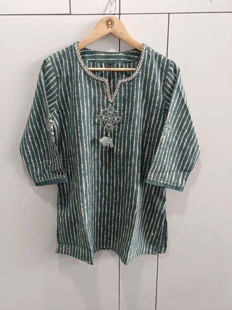 Sage Stripe Cotton Top