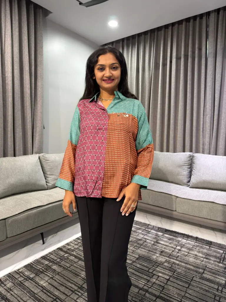 Aqua Bloom Muslin Shirt Top