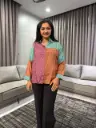Aqua Bloom Muslin Shirt Top