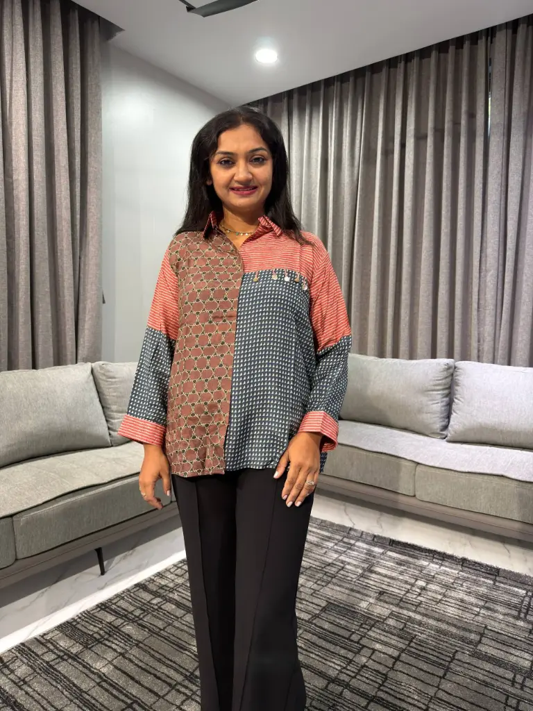 Ruby Noir Patchwork Muslin Shirt