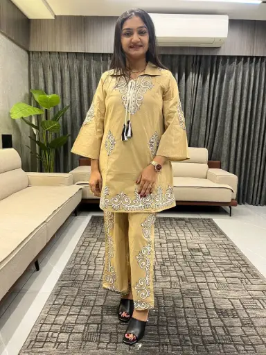 Sandstone Elegance Embroidered Co-ord Set