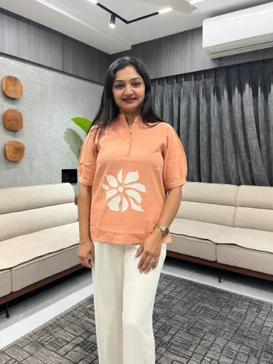 Peach Bloom Linen Top