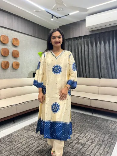 Champagne & Cobalt Gazzi Silk Coord Set
