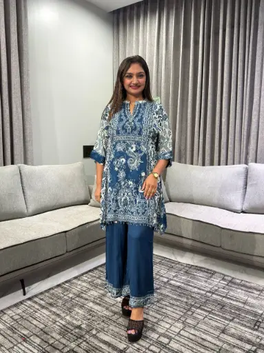 Indigo Grace Printed Crepe Co-ord Set