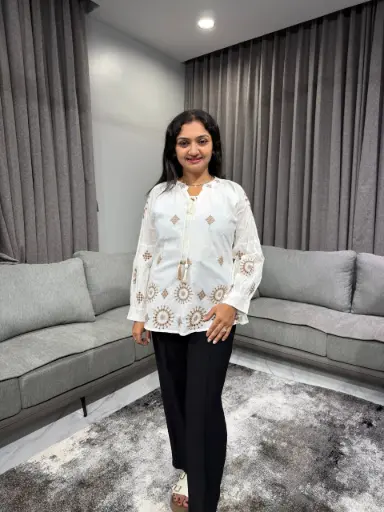 Ivory Heritage Embroidered Mull Top