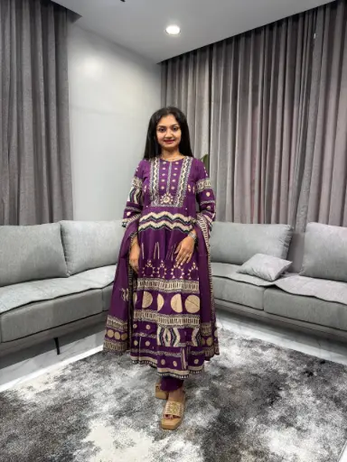 Royal Plum Anarkali Set