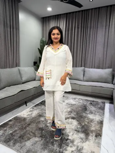 Ivory Charm Embroidered Mull Co-Ord Set