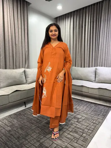 Elegant Orange Bloom Suit