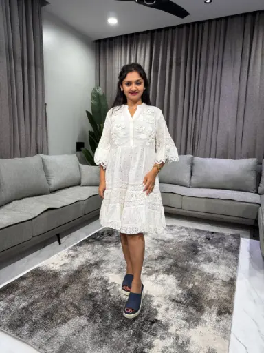 White Crochet Grace Mull Dress
