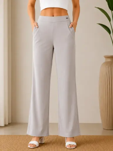 Pearl Beige Comfort Tensil Palazzo Pants