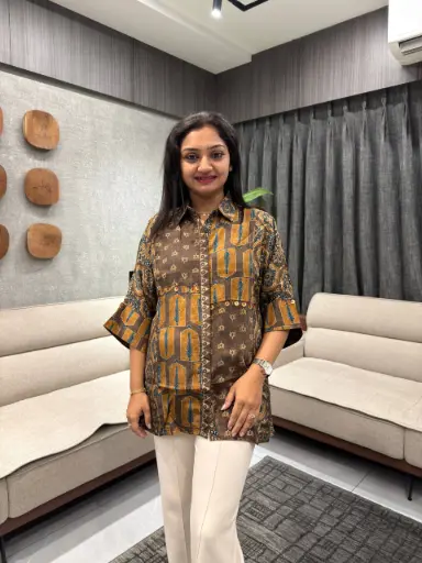 Rustic Bloom Printed Crepe Shirt