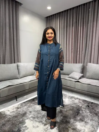 Slate Blue Muslin Kurta Set