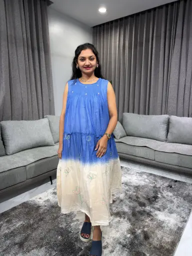 Sky Bloom Ombre Cotton Dress