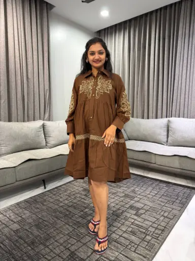 Cocoa Charm Embroidered Tunic