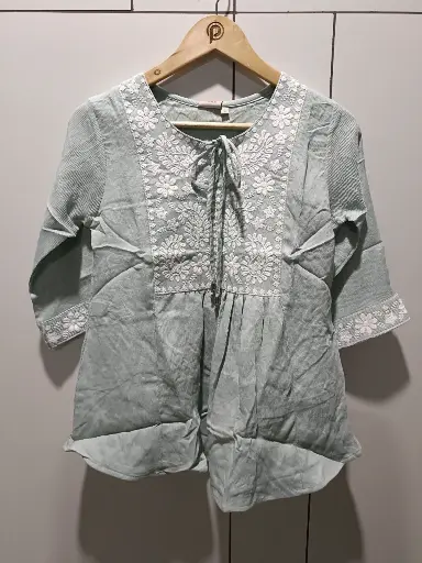 Mint Grace Embroidered Top
