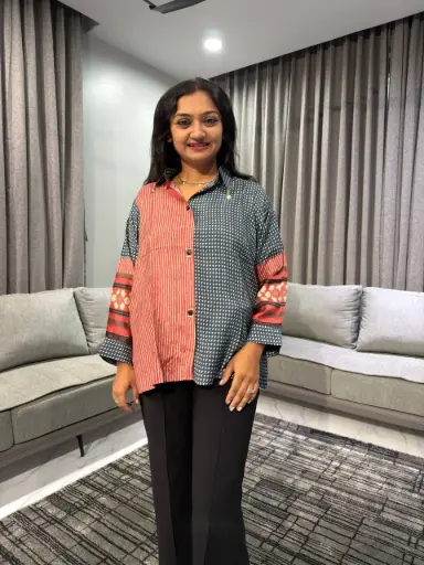 Crimson Slate Printed Muslin Shirt Top