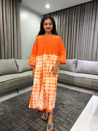 Sunset Glow Tie-Dye Cotton Flare Dress