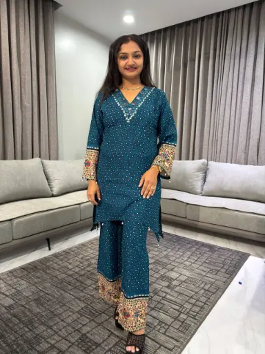 Royal Azure Printed Muslin Co-Ord Set