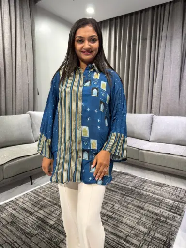Indigo Heritage Muslin Shirt Top
