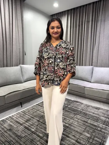 Midnight Bloom Floral Cotton Top