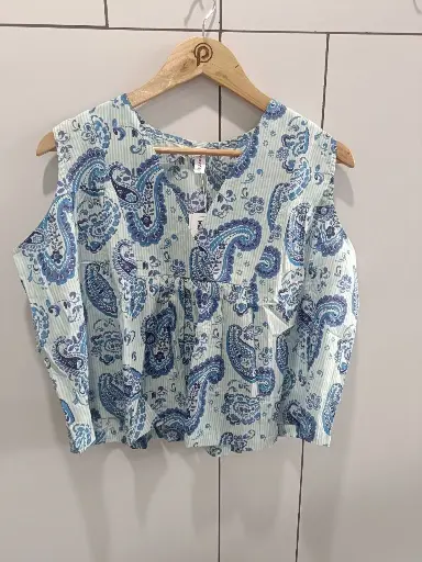 Blue Breeze Printed Cotton Top