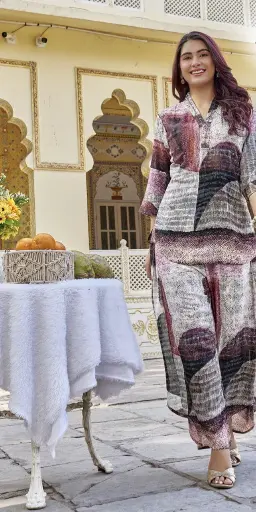 Aurora Wave Paper Silk Co-Ord Set