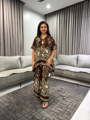 Mocha Garden Gazzi Silk Co-Ord Set