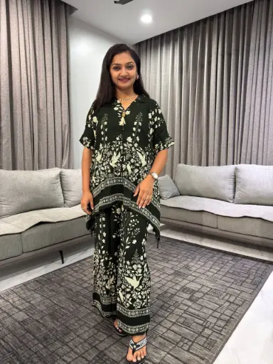 Ebony Blossom Gazzi Silk Co-Ord Set