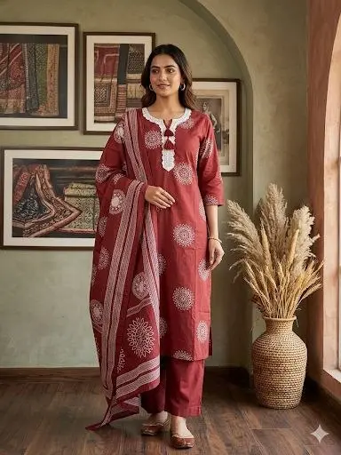 Rosewood Mandala Pure Cotton Suit Set