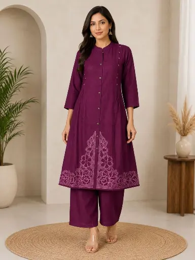 Royal Plum Flex Cotton 2-Piece Co-Ord Set