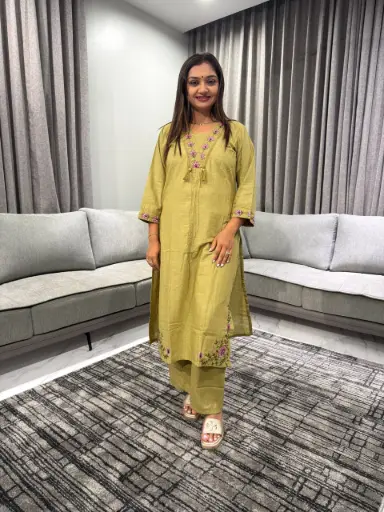 Olive Blossom Flex Cotton Co-Ord Set