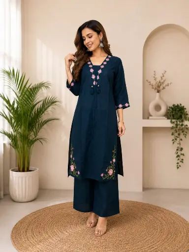 Midnight Blossom Flex Cotton Co-Ord Set