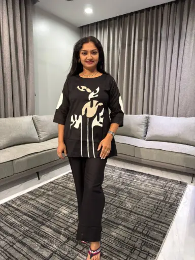 Charcoal Bloom Flex Cotton Co-ord Set