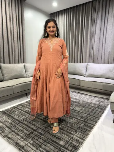 Peach Bloom Mull Cotton Suit Set