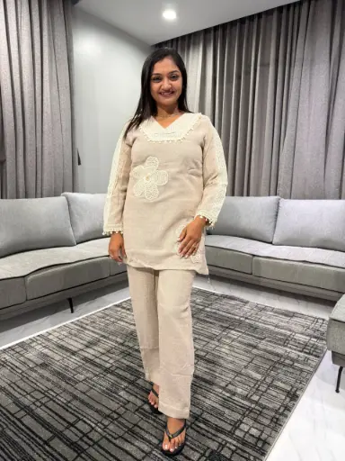 Natural Bloom Jute Cotton Co-Ord Set