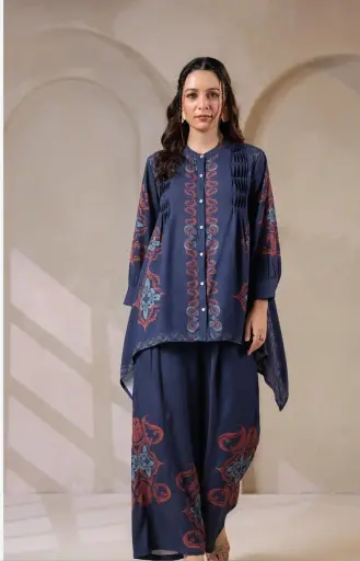 Midnight Mosaic Viscose Santoon Co-Ord Set