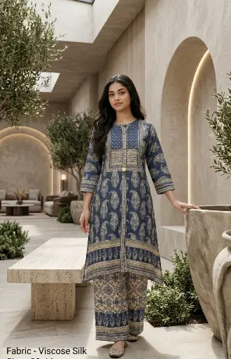 Indigo Royale Viscose Silk Co-Ord Set